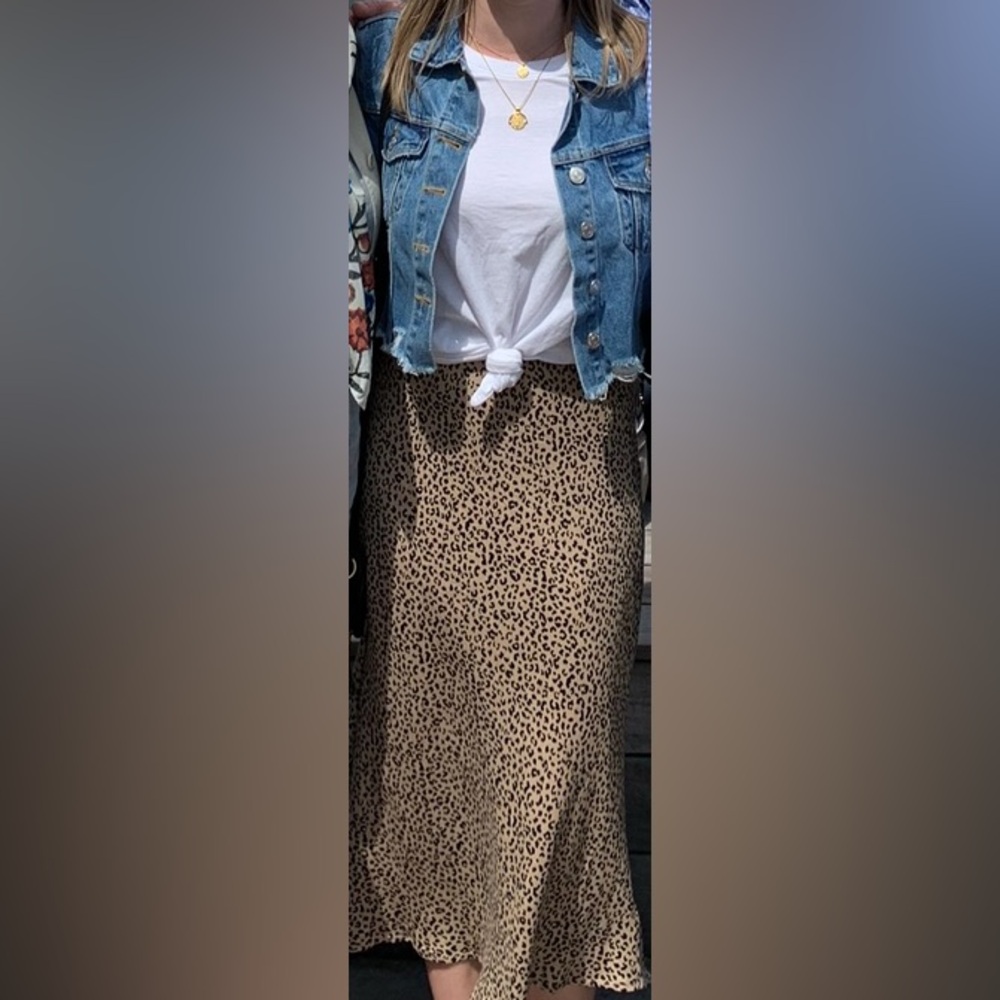 Love, Fire Leopard Print Midi Skirt